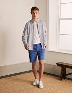 Pantalones Cortos Bermuda de Algodón Azul Sólido para Hombre, Cintura Media, Cierre de Botones, Estilo Casual, Tejido Transpirable - Product Image 6