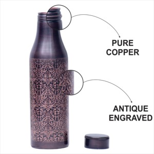 Floral Printed Premium Grade Heavy Copper Water <b>Bottle</b> Handmade Designer Hammered Barrel Design Leakproof Keeps Water Cold - Product Image 6