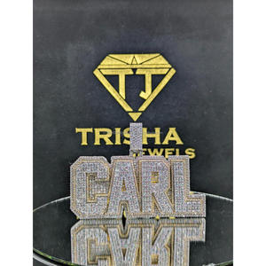 Designer CARL <b>Name</b> <b>Necklace</b> Lab Grown Diamond Hand Set Stones <b>Custom</b> Iced Out Pendant By Trisha Jewels - Product Image 1