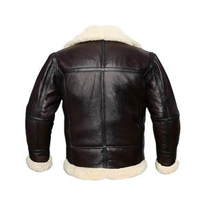 Chaqueta Bomber para Hombre, Chaqueta de Piel de Oveja con Forro de Piel Auténtica, Abrigo Clásico de Invierno, Forro de Piel Cálido y Duradero para Clima Frío - Product Image 5