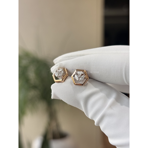 Lab Grown Diamond Hexagon Geometric Stud <b>Earrings</b> 0.25 Ct Minimalist Designer Fine Jewelry for Women Sterling Silver <b>Post</b> - Product Image 3