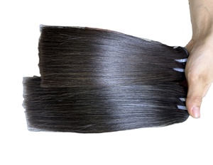 Extensions de cheveux vietnamiennes 100% Remy Double Drawn, tissage machine double, luxe, sans couture, trame plate, lisses comme des baguettes, noires, 30% de réduction ! - Product Image 5