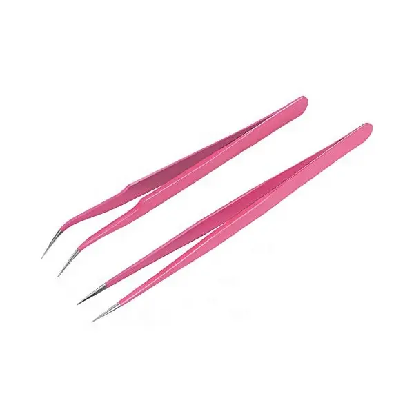 Straight and Curved Tip Lash Tweezers Set for Eyelash Extensions