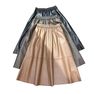 Jupe longue en similicuir PU pour femme, taille haute, mi-longue, avec poches, vente en gros - Product Image 5