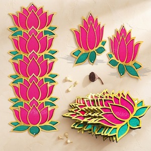 Traditional Handcrafted Wooden Lotus <b>Wall</b> <b>Sticker</b> Border Panel Diwali Wedding Home <b>Decor</b> MDF From Rajasthan - Product Image 1