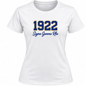 Camiseta Sigma Gamma Rho para Mujer, Personalizada con Letras Griegas, Cuello Redondo, Manga Corta, Informal, a la Moda, Venta al Por Mayor - Product Image 1