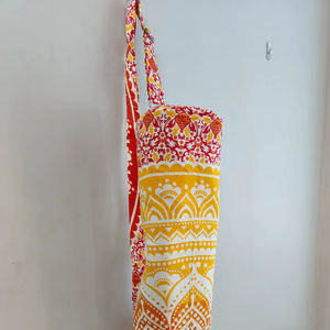 Bolsa de Yoga Tribal con Diseño Mandala Amarillo de Verano, Hecha a Mano en India con Tela de Algodón, Regalo para Amantes del Yoga - Product Image 1