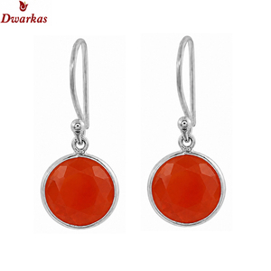 Handmade fine <b>earrings</b> 925 sterling <b>silver</b> natural carnelian gemstone dangler drop bezel <b>earrings</b> for <b>wedding</b> party - Product Image 2