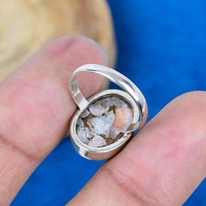 Anillo de Plata de Ley 925 con Gema de Calcita Naranja Natural en Forma Ovalada - Product Image 4