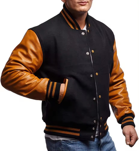 Wholesale Faux Leather Sleeve Varsity Jacket Fashion Wear Winter Season <b>Warm</b> High Quality Baseball Varsity Jacket - Product Image 1