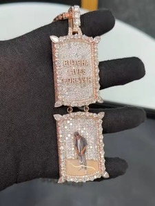 Iced Moissanite Custom Photo Picture Pendant Rose Gold Plated Sterling <b>Silver</b> Luxury Hip Hop Style Men's Memorial Letter <b>Charms</b> - Product Image 2