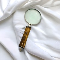 Portable Lightweight Folding Magnifier Clear Optical Glass Lens BRASS BONE Construction Art Decor Design Multipurpose for