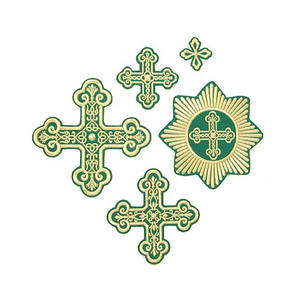 Badge croix d'église brodé en fil d'or, patch religieux pour vêtement, décoration faite à la main, applique à coudre, OEM - Product Image 4