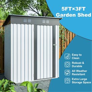 5 Ft. W X 3 Ft. D Outdoor Metal Garden Tool Storage Shed - Product Image 6