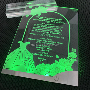 Venta al por mayor de tarjetas acrílicas de lujo personalizadas, invitaciones de boda, invitaciones de quinceañera personalizadas, boda con caja de invitación - Product Image 1