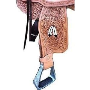 Selle de cheval en cuir véritable de qualité supérieure, style western, pour l'équitation, avec étriers et sangles réglables, fabrication sur mesure OEM - Product Image 4