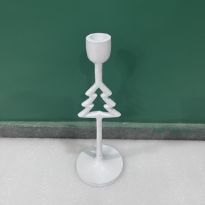 Artisan Design CH563 Aluminum Handmade Candle Holder for Home Decoration and Christmas Tabletop Decor with White Finish - Product Image 3