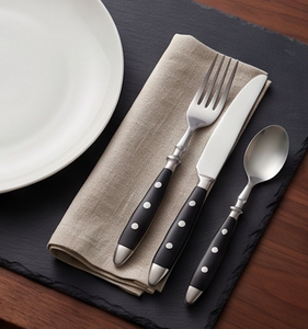 Modern Flatware Set With Black Handle Stainless Steel <b>Knife</b> <b>Fork</b> Spoon Dishwasher Safe For Wedding Tabletop Use - Product Image 2