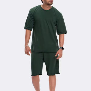 Conjunto de Verano para Hombre al por Mayor, Pantalones Cortos de Algodón y Felpa, Conjuntos de Pantalones Cortos y Camiseta de Algodón Personalizados 2023 para Hombre - Product Image 1