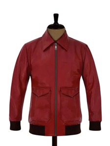 Veste en cuir réversible rouge et noir Chicago Waterproof Quick Dry Varsity Letterman pour homme - Product Image 1