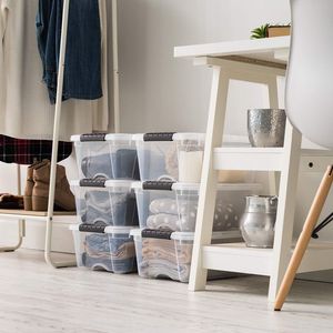 Set di 6 Contenitori in Plastica Senza BPA da 13 Qt con Coperchio Trasparente e Chiusure, Soluzione Organizzativa Resistente, Impilabile e Annidabile - Product Image 5