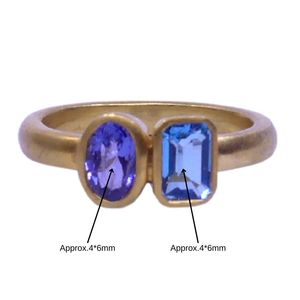 Anillo Clásico de Plata de Ley 925 Chapado en Oro con Topacio Azul para Mujer, Joyería para Bodas - Product Image 1