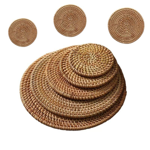 Sous-verre en rotin fait main style jardin automne, tapis isolant thermique pour table, restaurant, cuisine, café, tapis de sol - Product Image 2