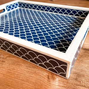 Luxury Modern MDF Wood & Resin Inlay Polished Finish <b>Single</b> Tier Desk Storage Tray-Sustainable & Durable Home Decor - Product Image 4