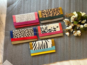 Bolso de mano con estampado de animales para mujer, Cartera de piel auténtica hecha a mano con estampado de animales, multicolor, elegante y rechoncho, multiusos, tarjetero ATM - Product Image 2