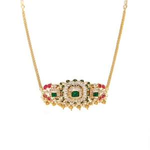 18K Gold Plated Pearl and Crystal Beaded High Neck Choker Necklace - Product Image 2