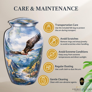 Urna Funeraria Ecológica de Estilo Europeo y Americano con Diseño de Águila Calva Azul para Cenizas Humanas Adultas, de Aluminio - Product Image 3