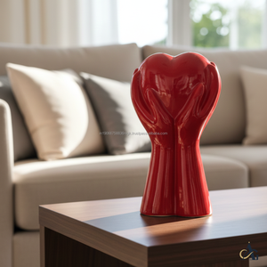 Jarrón Moderno de Cerámica Ecológica Hecho a Mano con Acabado Brillante en Forma de Corazón de 22 cm para Decoración de Mesa de Boda, Hogar u Hotel, Colores Personalizados - Product Image 4