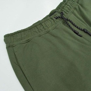 Men's Olive Green Solid Color Cotton Shorts With Drawstring <b>Elastic</b> Waist Casual Knitted Side Stripe Design - Product Image 5