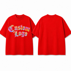Custom Red Rainbow Reflective Oversized T-Shirt | 100% Cotton Streetwear Graphic Tee Rhinestone | Unisex Custom <b>Logo</b> Short - Product Image 2