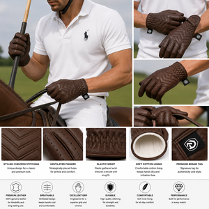 Gants de sécurité en cuir Dumela Custom Polo, longueur poignet, doublure en coton respirant, marron foncé, style vintage, pour usage quotidien en extérieur. - Product Image 4