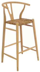 Solid Wood Commercial Bar Chair Woven Rattan Seat Y <b>Back</b> <b>Counter</b> <b>Stool</b> Modern Kitchen Island Seating Restaurant Dining - Product Image 4