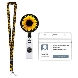 Cordón Ecológico y Moderno de PVC y Poliéster con Estampado por Sublimación, Gancho para Tarjetas de Identificación y Logotipo Personalizado de Sunflower Teacher - Product Image 4