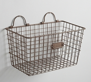 Premium Rustic Metal Wire <b>Storage</b> <b>Basket</b> <b>Rectangle</b> With Handles Multi-Purpose Neatening Organizer Stylish Home Accent - Product Image 6