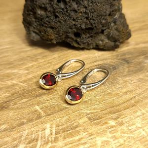 Boucles d'oreilles en grenat rouge naturel, argent sterling 925, plaqué or facetté, sans nickel, bijoux non traités pour femmes - Product Image 2