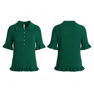 Polo personnalisé performant et tendance avec ourlet à volants, anti-humidité, séchage rapide, pour le golf, avec logo personnalisé - Product Image 4