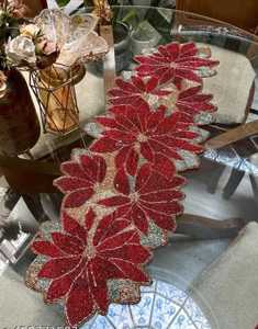 Handmade Beaded Solid Polyester/Cotton <b>Table</b> <b>Runner</b> Luxury Hotel Use <b>Table</b> Decor MOHD BAHID - Product Image 3