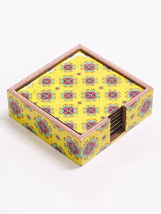 Juego de 4 posavasos clásicos de MDF con revestimiento de esmalte, accesorios de cocina vintage, posavasos para el hogar de blossom craft india - Product Image 1