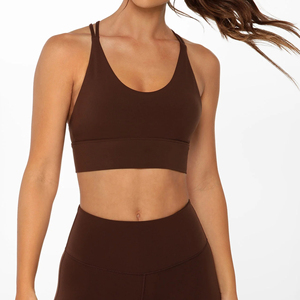 Best Quality Women's High Support Yoga Sports Bra Adjustable Straps Front Logo Spandex/Nylon Customizable Sizes Wholesale - Product Image 1