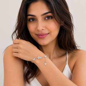 925 Sterling <b>Silver</b> Floral Butterfly <b>Bracelet</b> for Women High Polish Diamond Party Wedding Daily Wear Gift Jewelry - Product Image 1