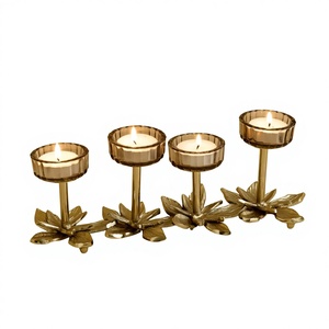 Natural Gold Metal Durable 4-Cup Tea Light Candle Holder Eco-Friendly Handmade Home <b>Decor</b> Christmas Easter <b>Table</b> - Product Image 1