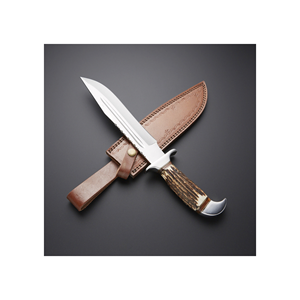 Couteau de chasse professionnel avec manche en corne de cerf, lame fixe, couteau de survie pour le camping en plein air - Product Image 6