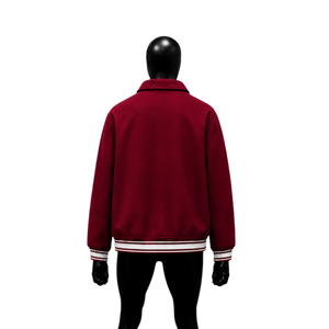 Chaqueta Varsity Color Granate de Moda para Hombre, Cuello Camisero, Corte Regular, Material de Algodón, Chaqueta Letterman de Lujo - Product Image 2