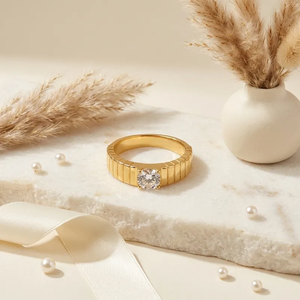 Anillo Geométrico de Moda para Mujer, Acero Inoxidable 304, Resistente al Agua, Antideslustre, Hipoalergénico, Anillos de Diseño - Product Image 6