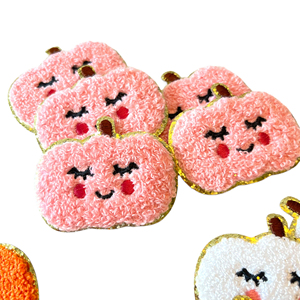 Applique brodée thermocollante en chenille rose motif patch de citrouilles avec bordure pailletée pour vêtements, chapeaux, sacs, vestes, sacs à dos, artisanat DIY et badges - Product Image 1