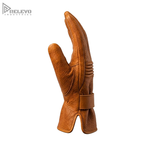 Wholesale Vintage Genuine Leather Riding Gloves, Premium Cowhide Biker Gloves Custom Logo, Motorcycle <b>Padded</b> Knuckle Gloves - Product Image 3